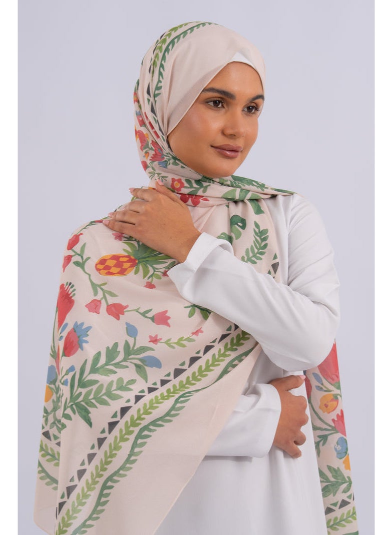 Alamki Women Hijab Leaf Harmony Printed Chiffon - Image 2
